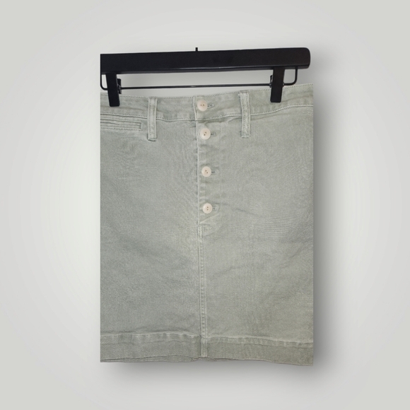 Madewell Emmett Straight Mini Skirt Sz 31 Frosted Green Stretchy Buttons - Picture 2 of 10